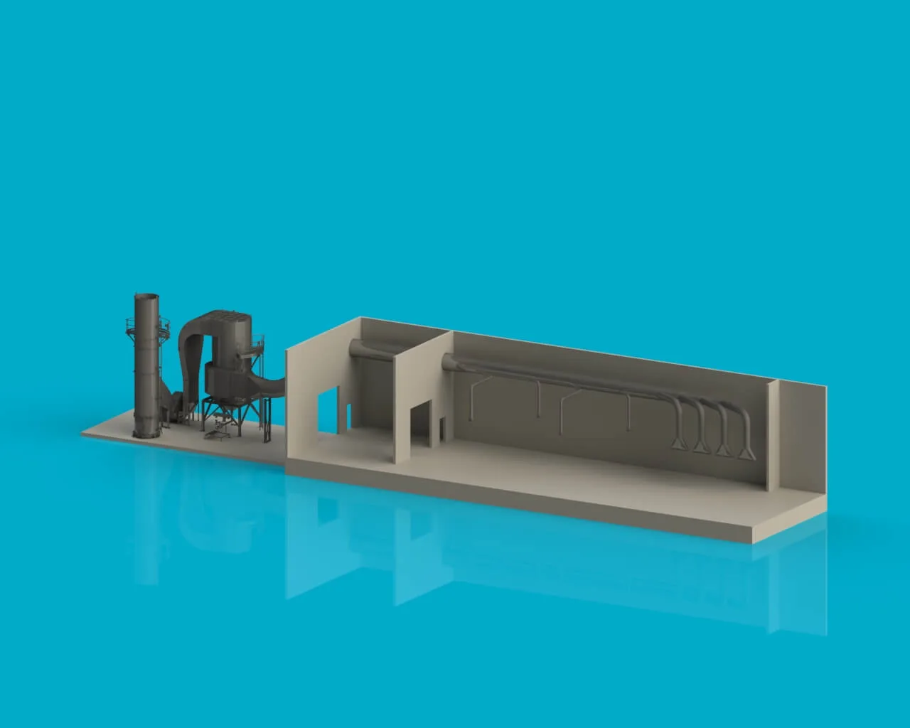 Offering turnkey duct solutions for seamless process system integration with Heumann Environmental particle separation devices.