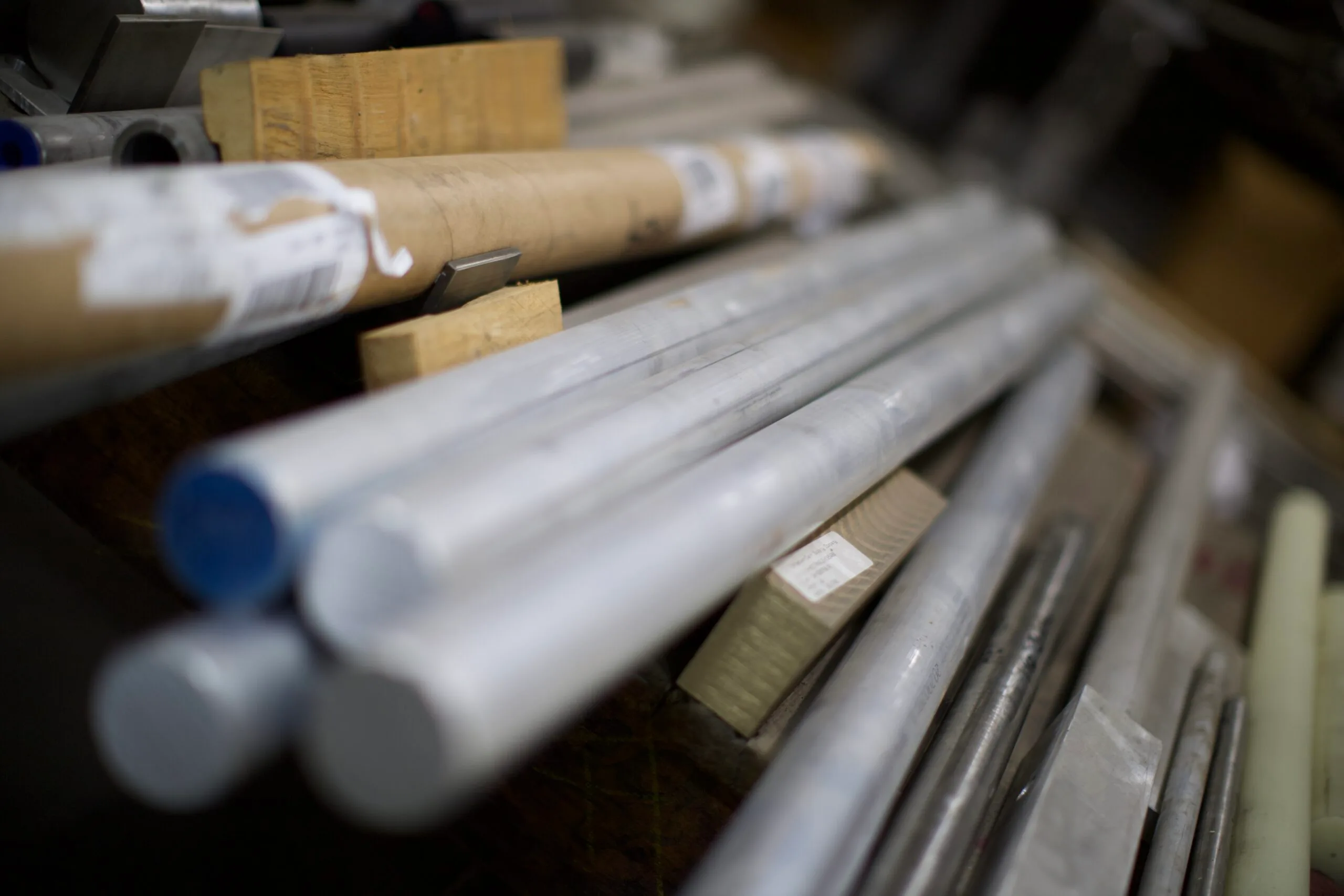 metal bar stock at the Heumann Environmental fabrication shop