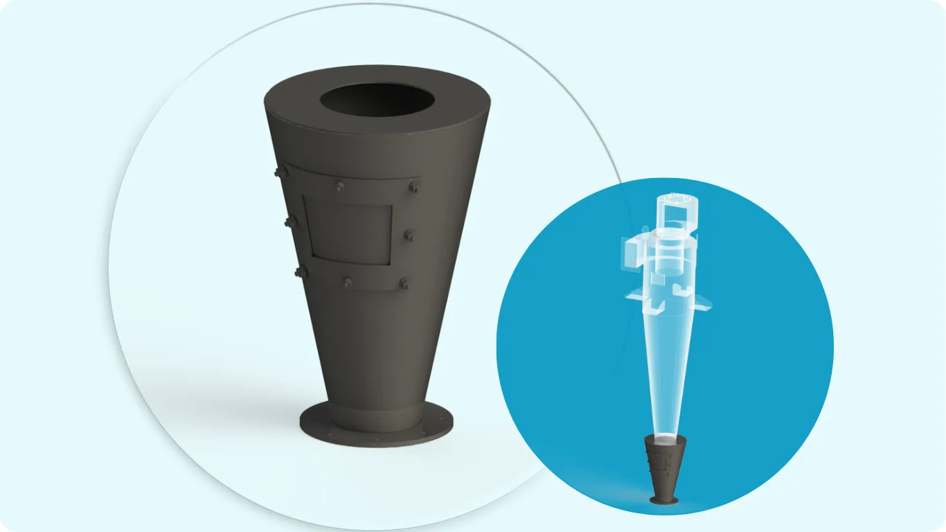 3d model of a standard dust receiver and its assembly.