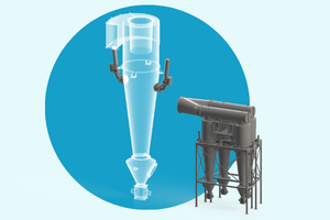 Example of explosion suppression installed on a cyclone separator