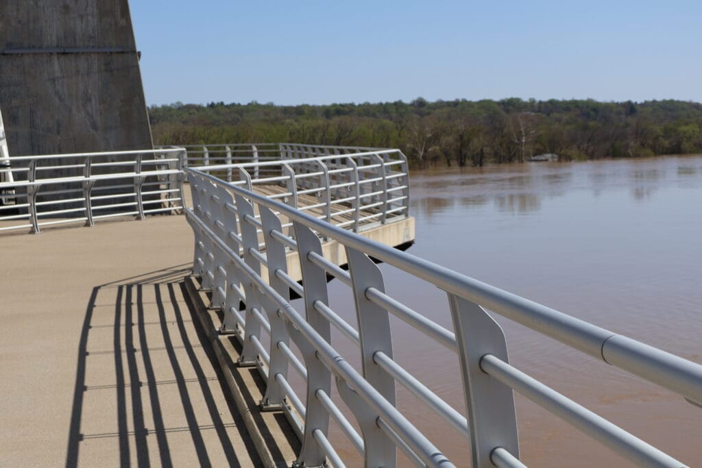 Safety hand rail for the Lewis and Clark bridge over the Ohio river.