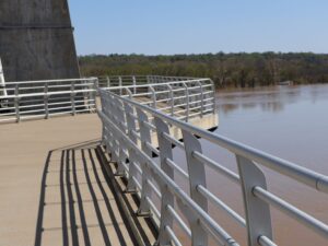 Pedestrian hand rail for the Lewis and Clark bridge over the Ohio river.