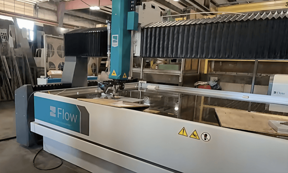 Flow Mach 500 waterjet in Heumann Environmental shop