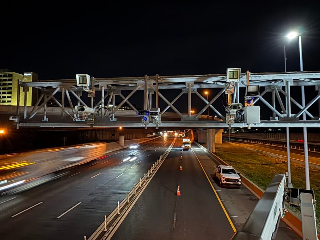 Head on view after installation of fabricated camera mounts