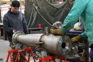 1st and 2nd stage cyclones used for filtering char in a pyrolysis reactor process. Built to ASME code standards.